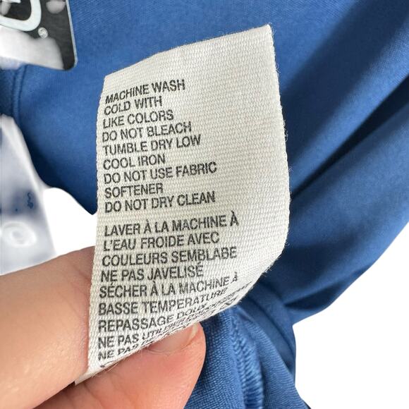 Ogio NWT Blue 3/4 Roll Tab Sleeve 1/2 Snap Lightweight Embroidered Top Size S - Picture 6 of 6